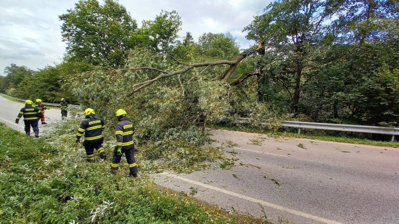 Silný vítr už řádí v Česku: Lámal stromy a rozfoukal požár. Hasiči evidují desítky výjezdů